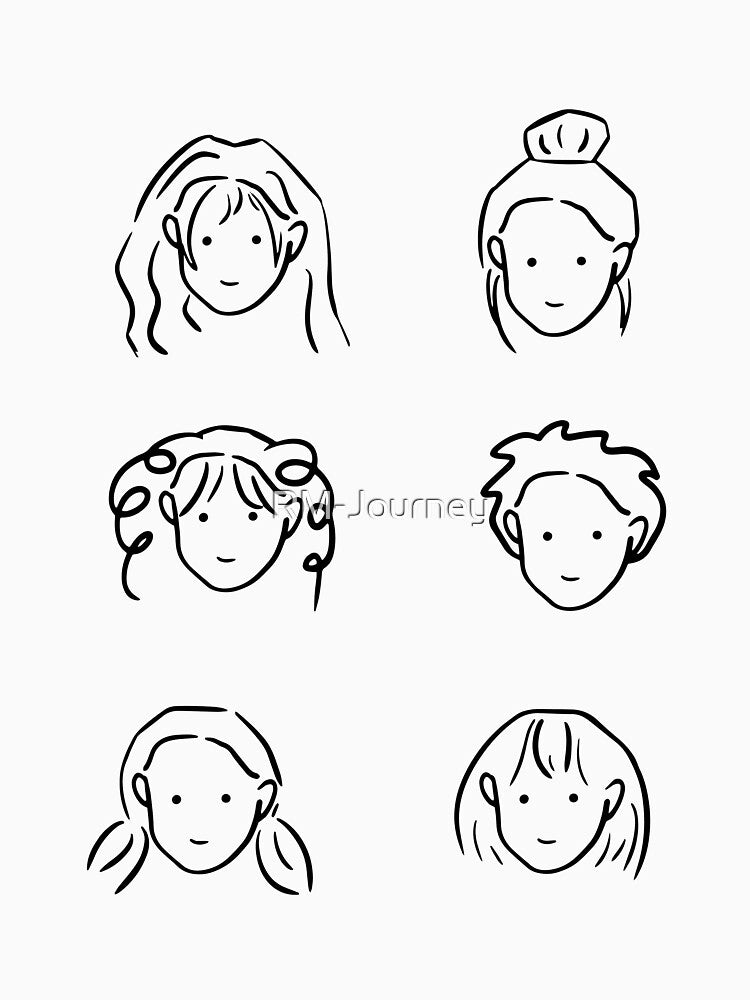 Fashionable Girl Hairstyles: Clean Line Art Doodles by RM-Journey