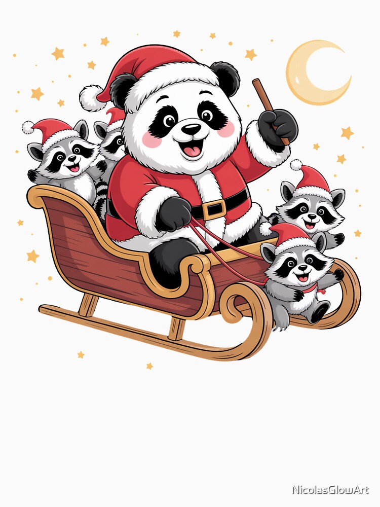 Panda Santa and Raccoons by NicolasGlowArt