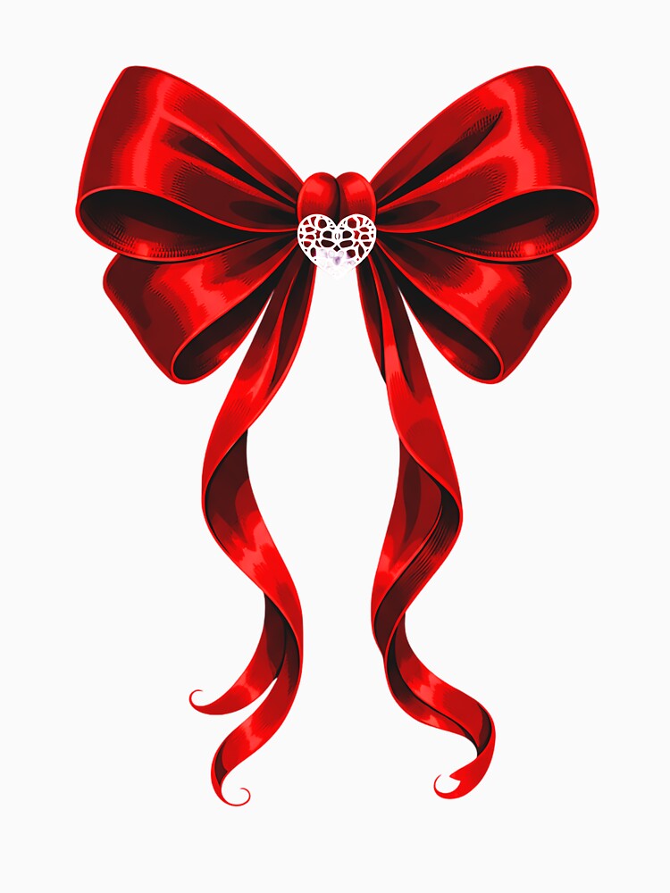 Coquette Bow Aesthetic Red Ribbon Heart Valentines Day Girls by clothesy7