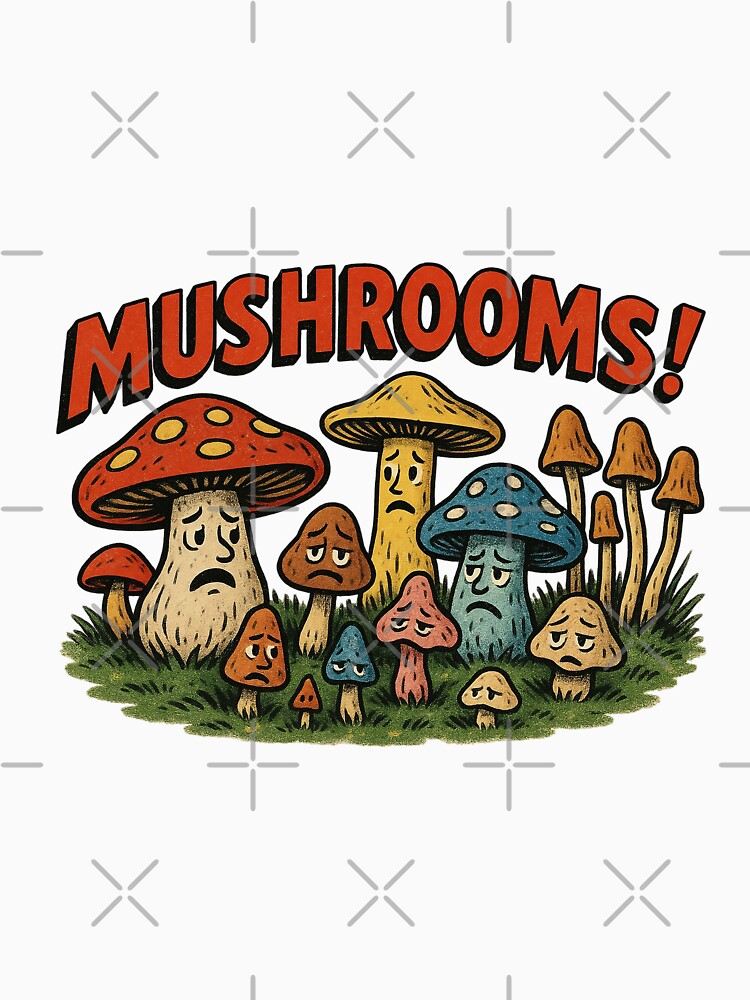 Sad Mushrooms Retro Comic – Vintage Fungi Illustration by The Devil's Bargain