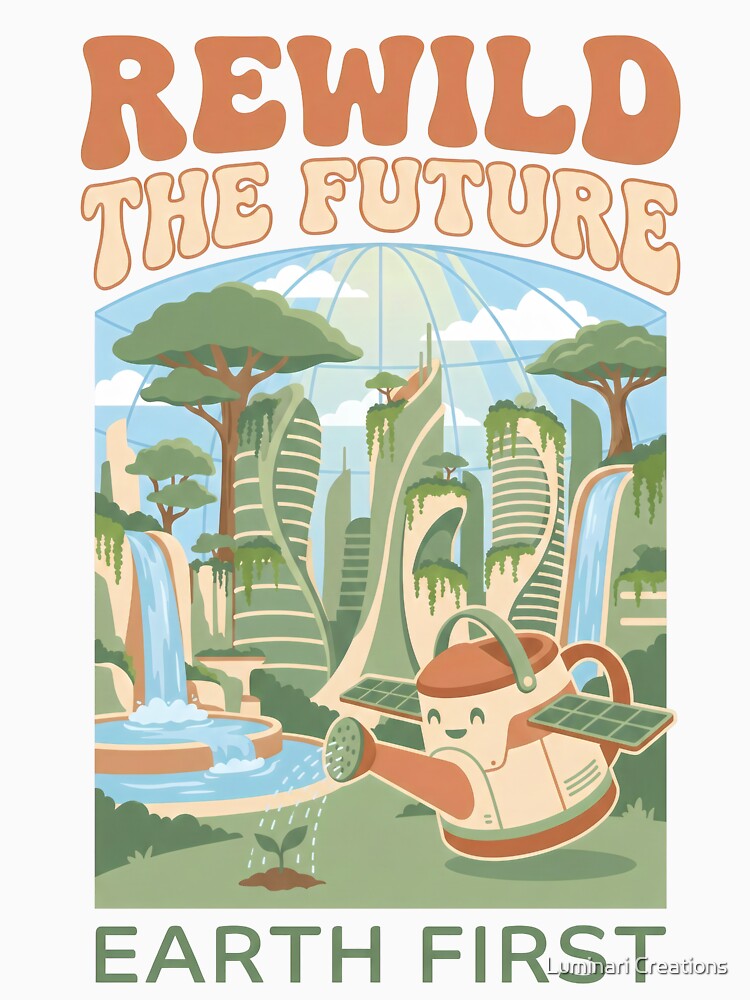 Rewild the Future Earth First - Solarpunk Green City Sustainability Gift by Luminari Creations