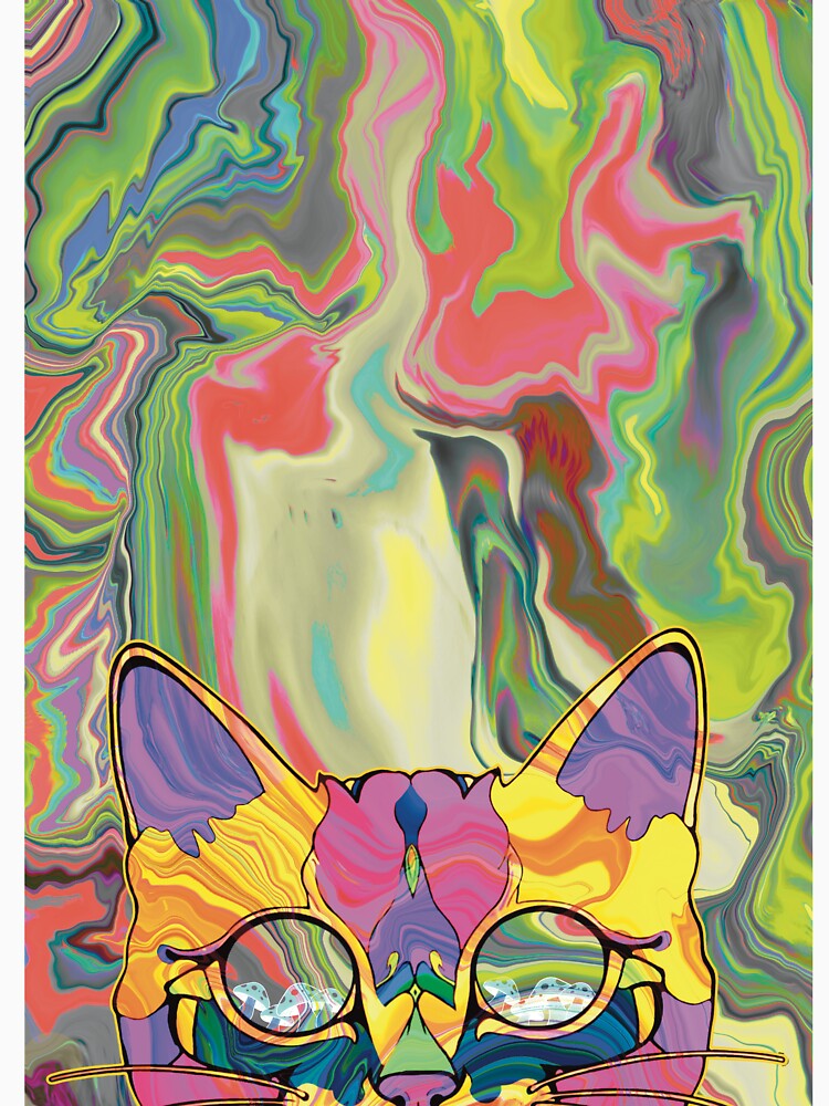 Psychedelic Trippy Cat – Candy Spiral by Odd Mood Studio