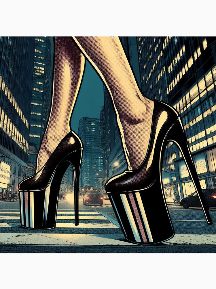 high heels close up city night walk woman by scabsecrete