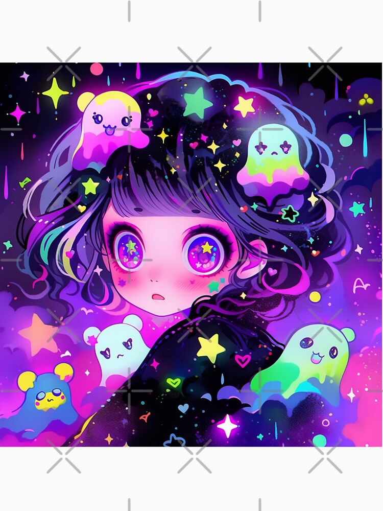Cute Cosmic Anime Girl with Little Creatures by bubblegoth