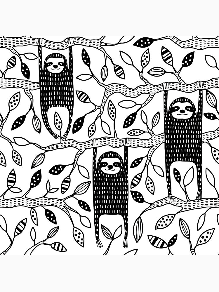 Sloth Black White Art by ArtCreations79