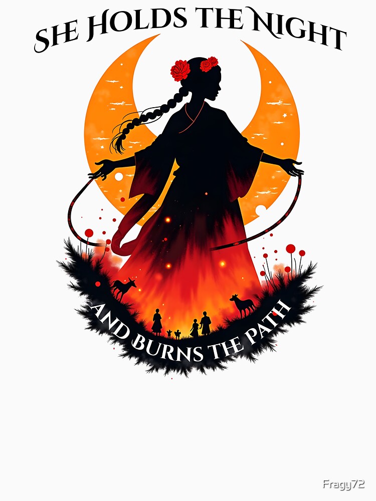 AND BURNS THE PATH – Slavic Woman Among Flame and Moonlight by Fragy72