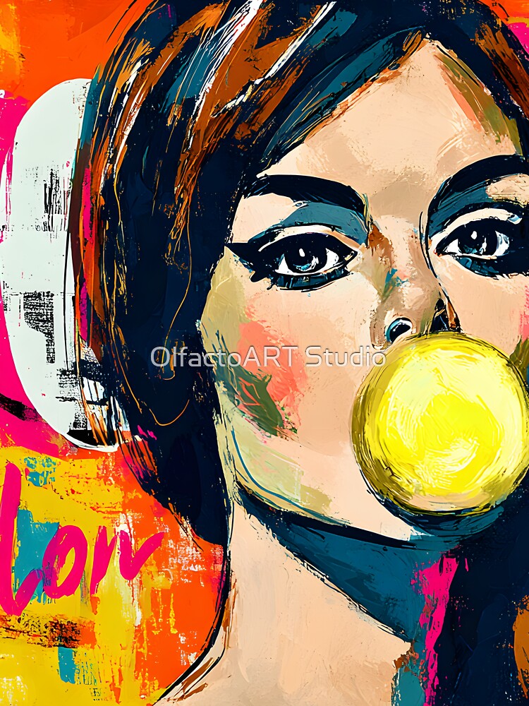 Bubble Pop Attitude - Bold Feminine Energy Framed in Vibrant Color and Urban Expression by OlfactoART Studio