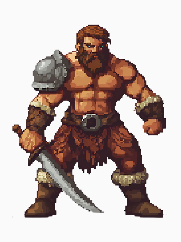 Retro Pixel Art: Pixelated Barbarian by bapupa