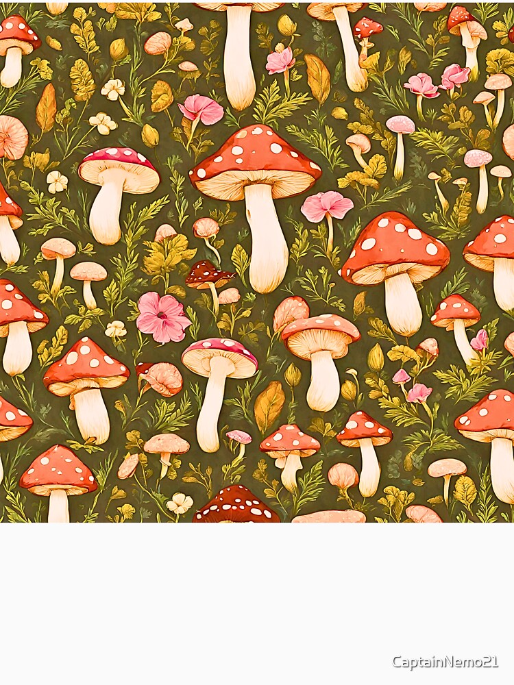 Cottagecore Cute Mushroom Pattern by CaptainNemo21