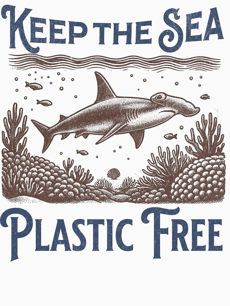 Keep the Sea Plastic Free – Sustainable Ocean Design with Shark & Environmental Message by Design-by-Micha