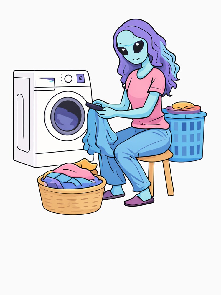 Alien Woman Doing Laundry by Everyday Aliens