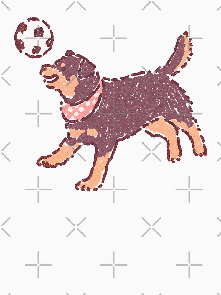 Soccer Football Rottweiler, playful textured illustration by Magnificent Lizard