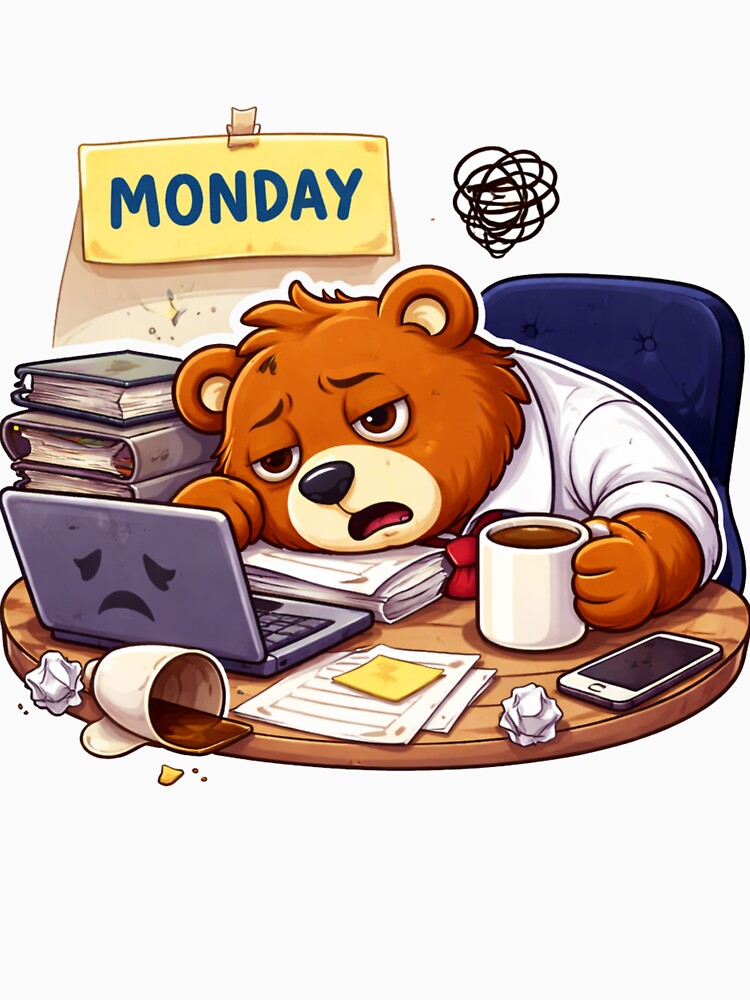 Copy of Tired Coffee Lover Bear Illustration by RelateAndTee