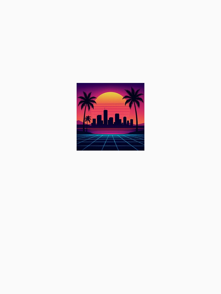 Retro 80s Synthwave City - Neon Sunset and Palm Trees Aesthetic by Aram92Designs