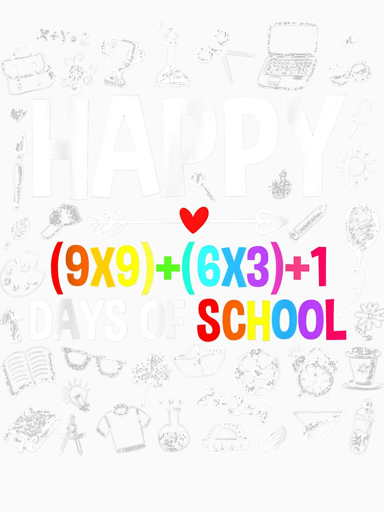 Funny Happy 100 Days of School Math Teacher Girl Boy by PedroxFigueroa