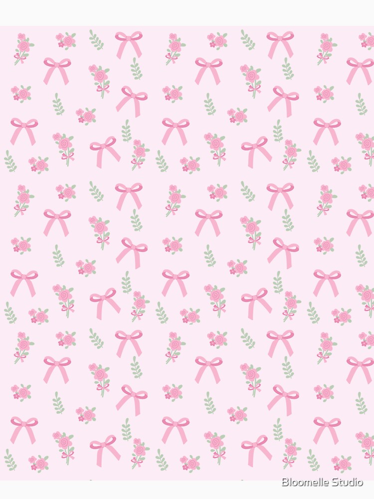 Coquette Pink Bow Floral Seamless Pattern by Bloomelle Studio