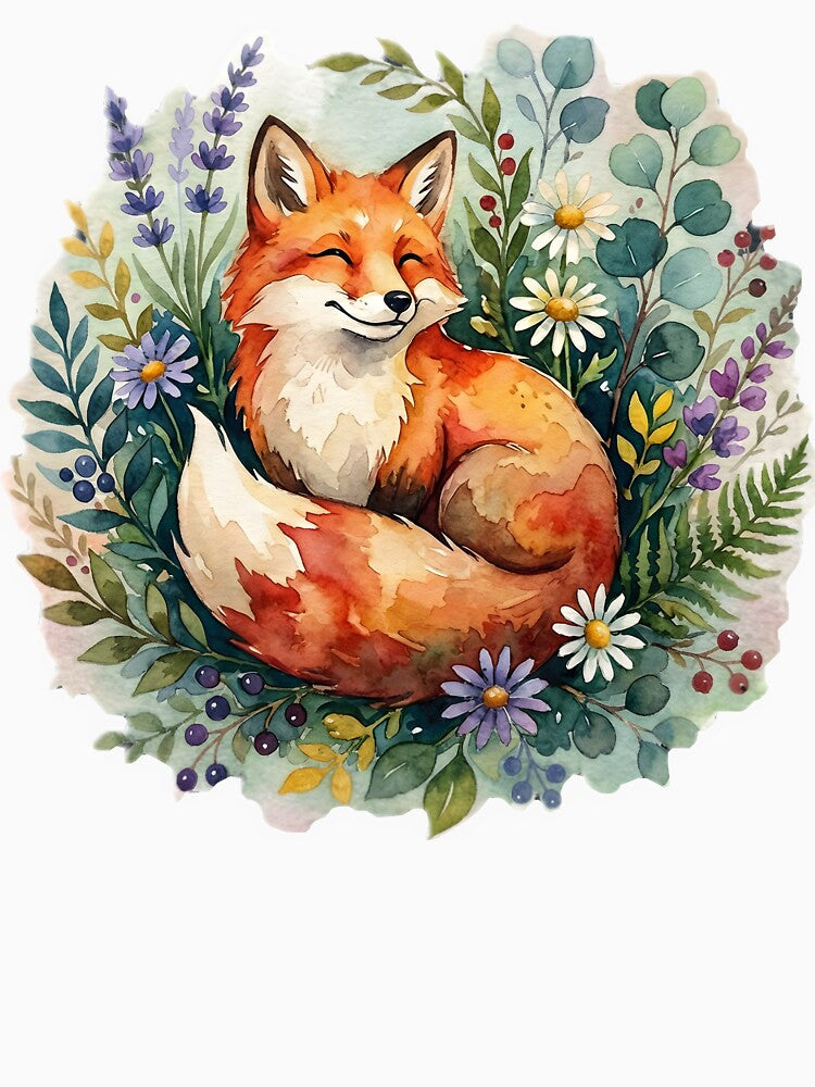 Blissful Fox Nap in Bloom by From the river to the sea