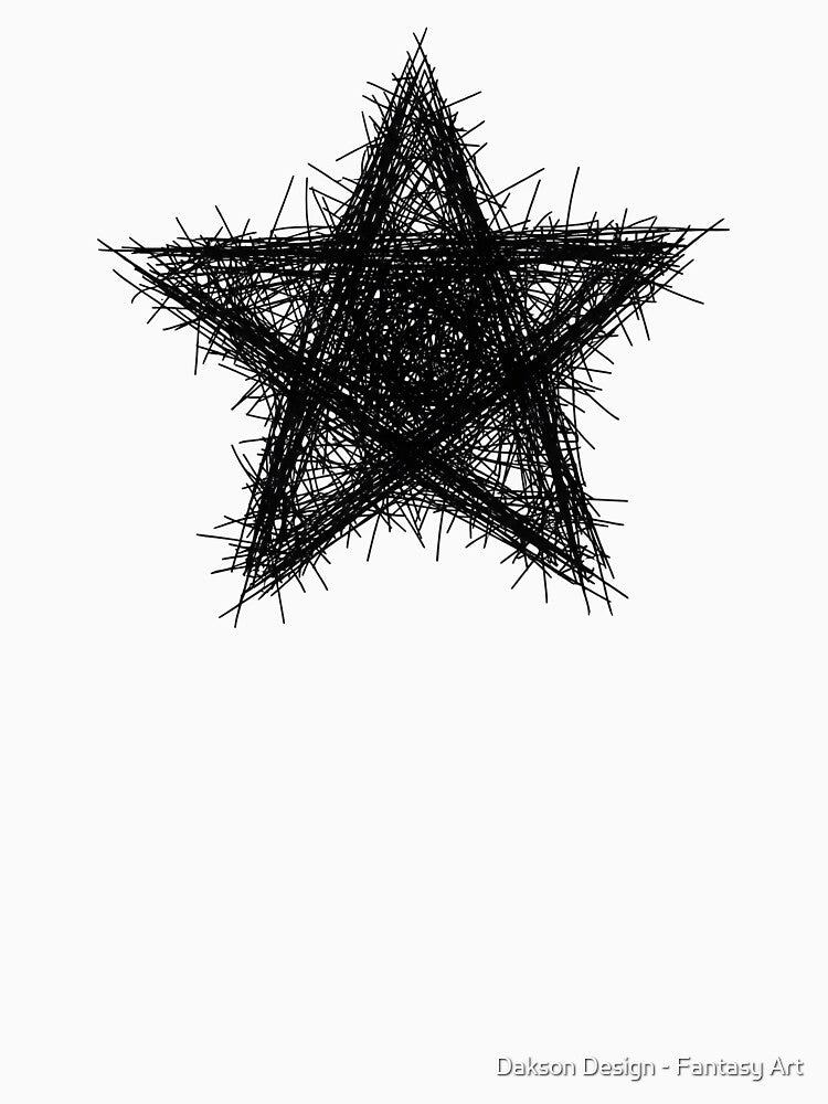 Black Scribble Star - Grunge Sketchy Doodle by Dakson Design - Fantasy Art