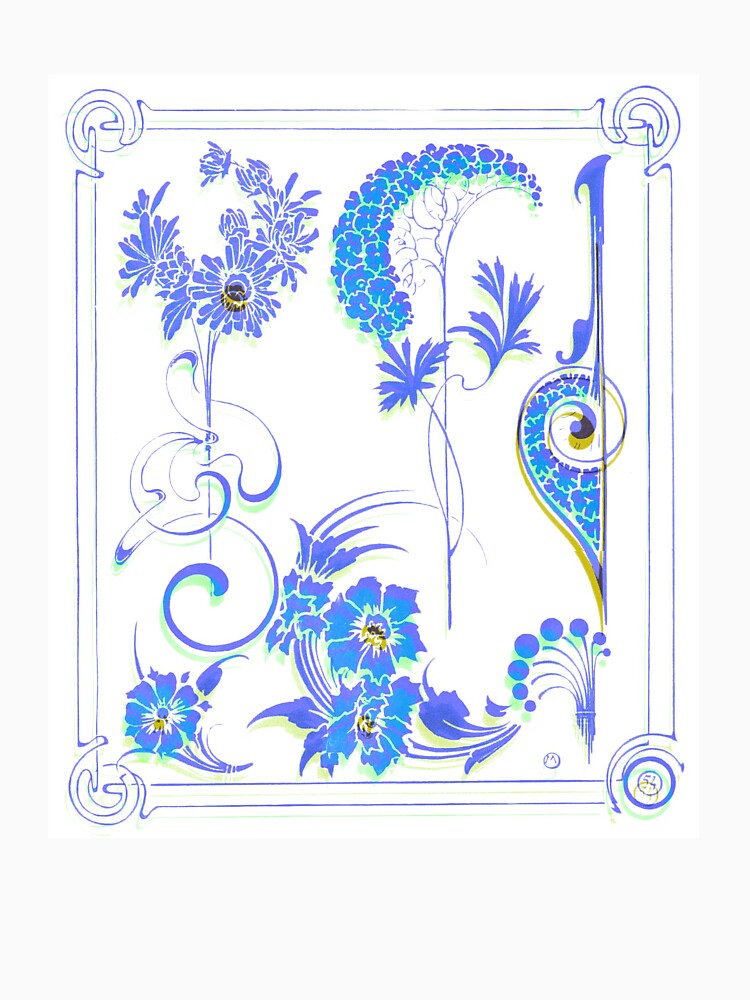 Glitch Art Nouveau Blue Symbols by BioDigital-Jazz