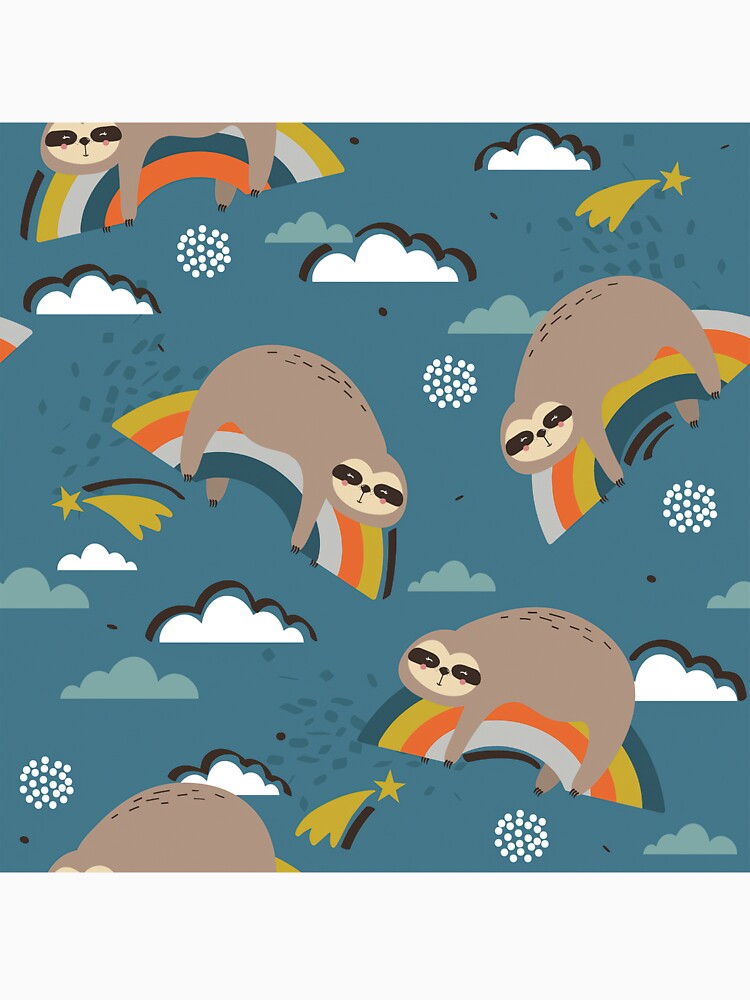 Vintage Sloth On Blue by ArtCreations79
