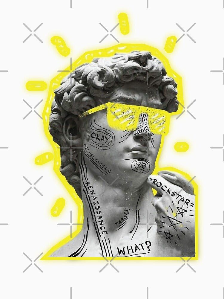 Vaporwave Doodle David statue by PourElla