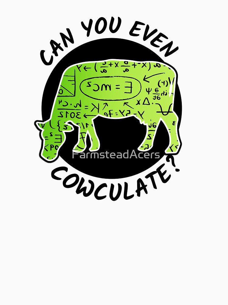 Green cow version of Can you even calculate? Funny colorful cow puns Calculator by FarmsteadAcers
