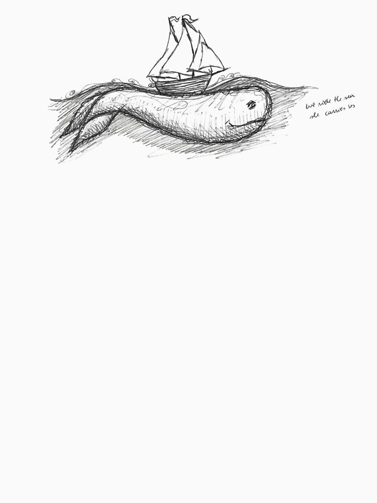 Sailing Ship on Ocean Whale's Waves Ballpoint Pen Doodle by BOKEbyTC