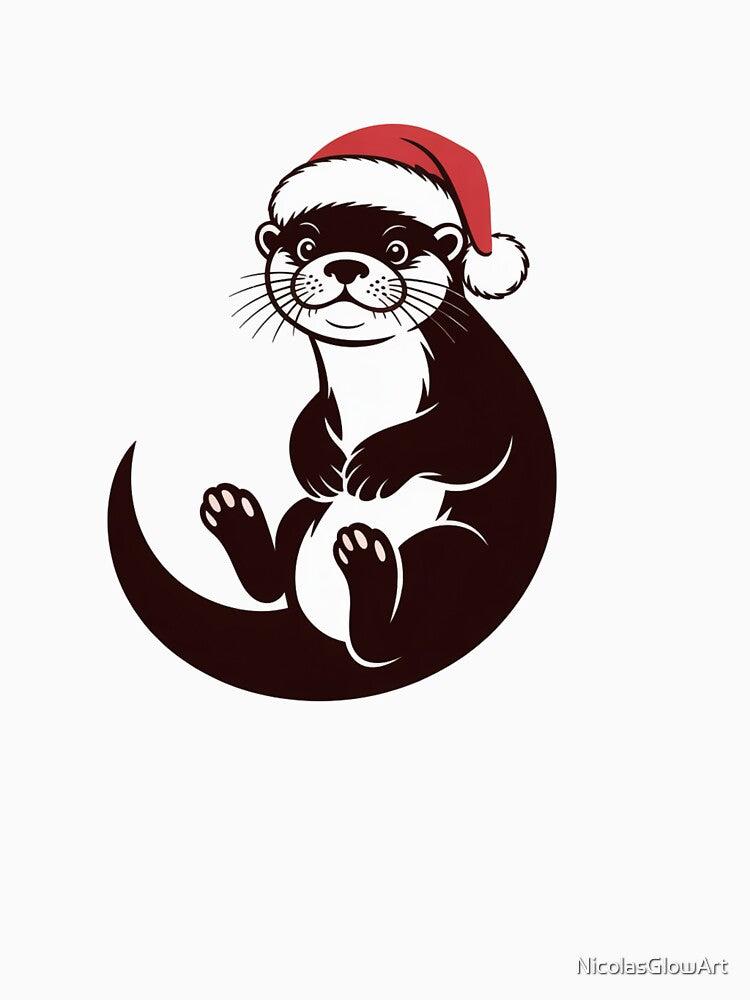 Otter with Christmas Hat by NicolasGlowArt
