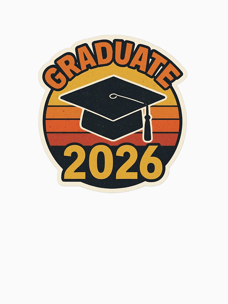 Graduate 2026 Retro Sunset Graduation Cap Sticker by Corgi & co Shop