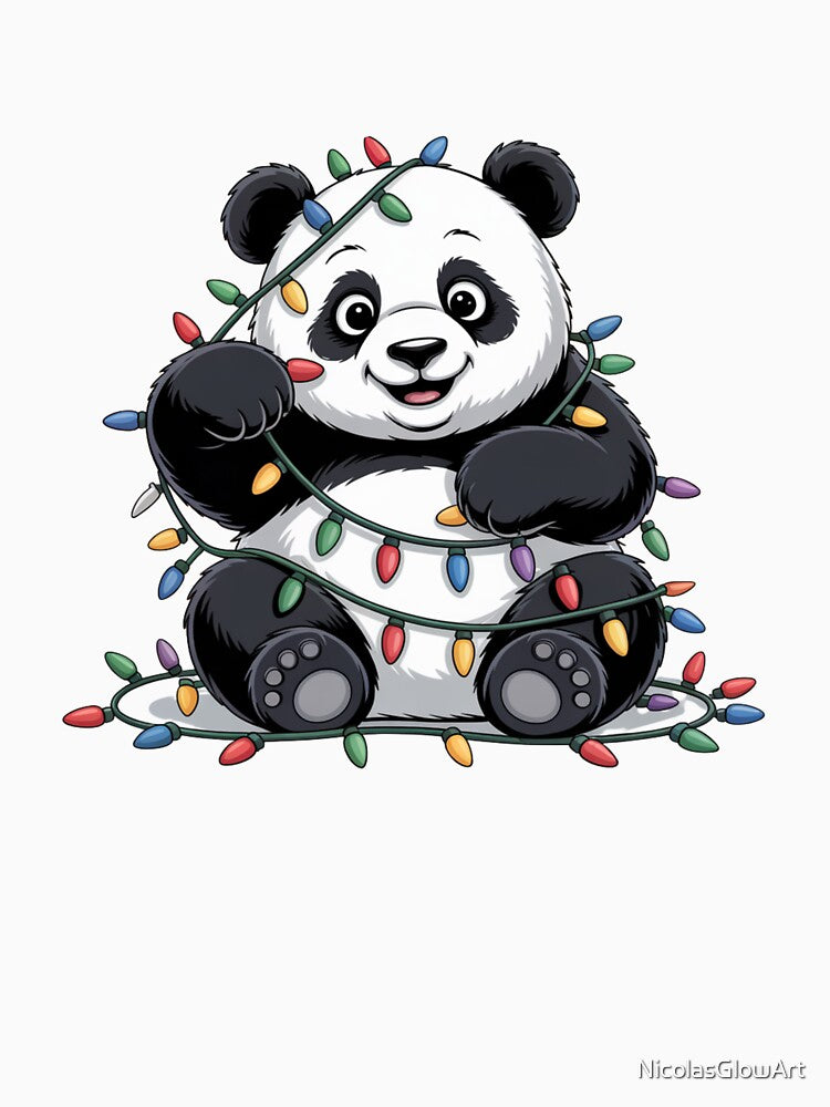 Panda Tangled in Lights by NicolasGlowArt