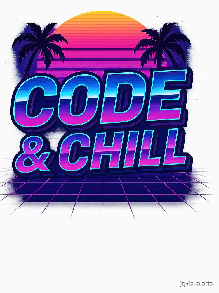 Code & Chill - Retro Synthwave Developer Sticker by jgvisualarts