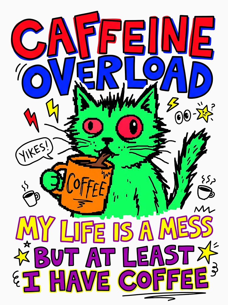 Overload Coffee Cat Chaos Gen Z Aesthetic Meme by ART ATTACK ZONE