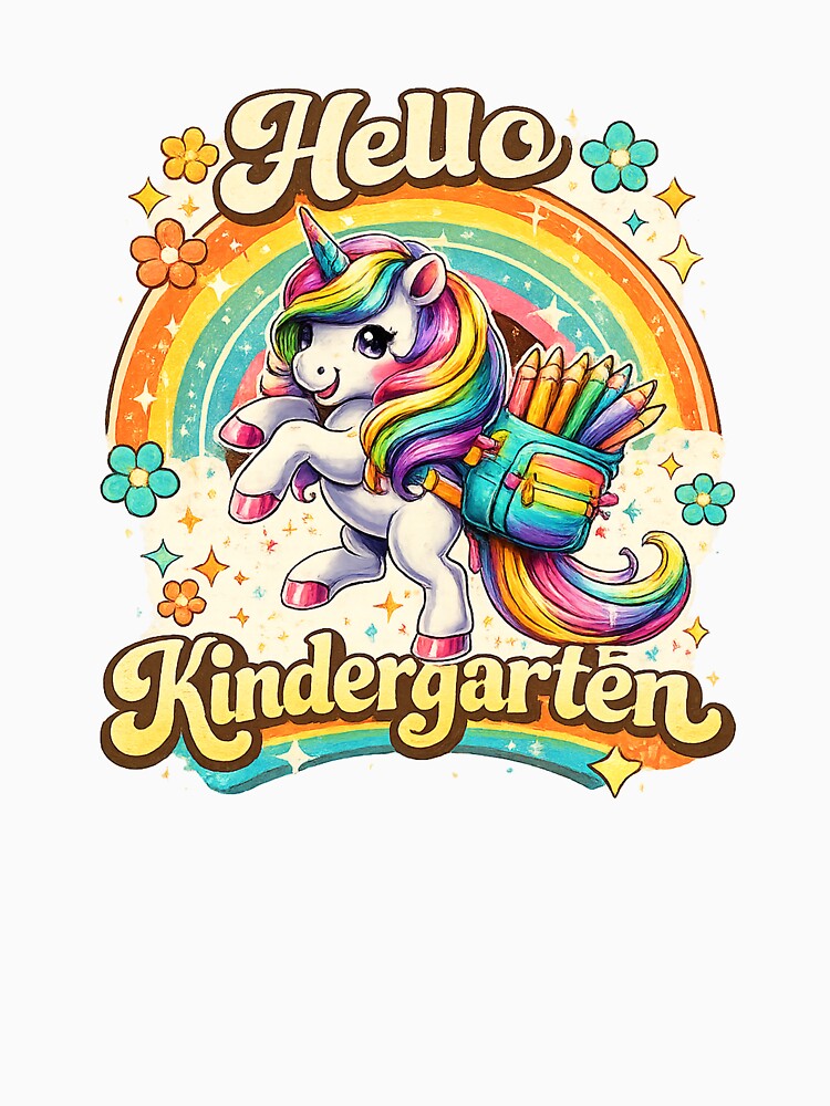 Hello kindergarten Back to School Unicorn Teacher Kids Girls by QuiteOrbit