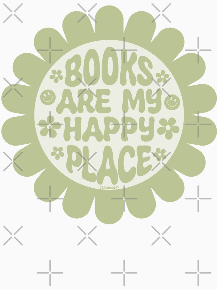 Books Are My Happy Place / Groovy Daisies Flowers Pastel Green Bookworm Sayings Trendy Bookish Merch Kindle Lovers Romantasy Tbr by Latinoladas