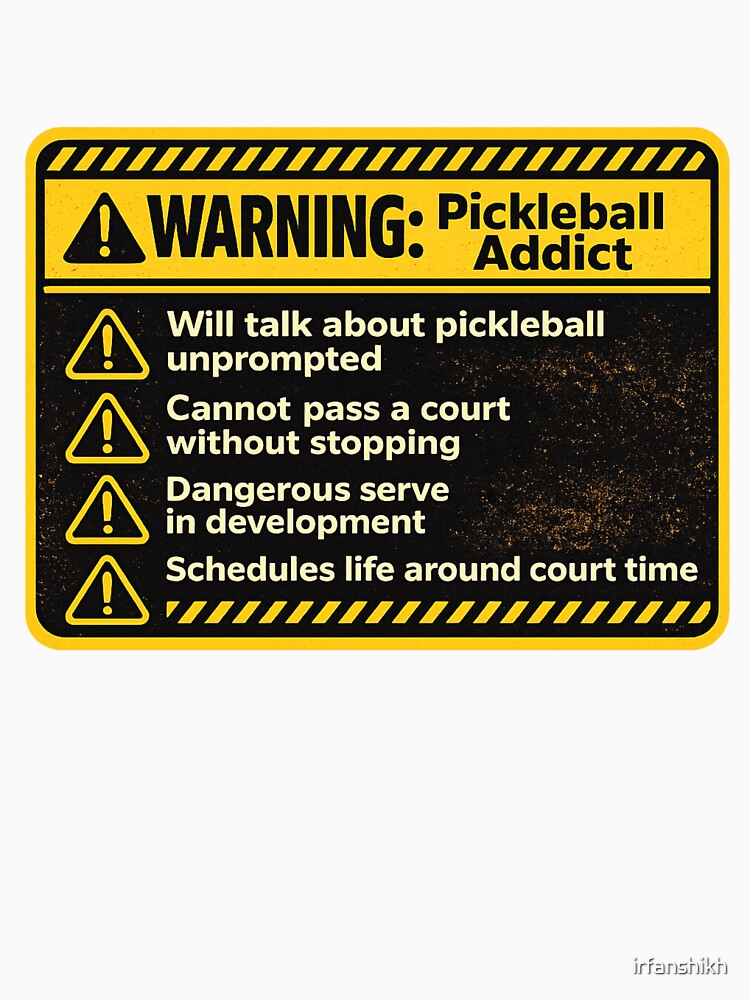 Warning Pickleball Addict – Funny Caution Label Humor Art | Pickleball Lover Gift by irfanshikh