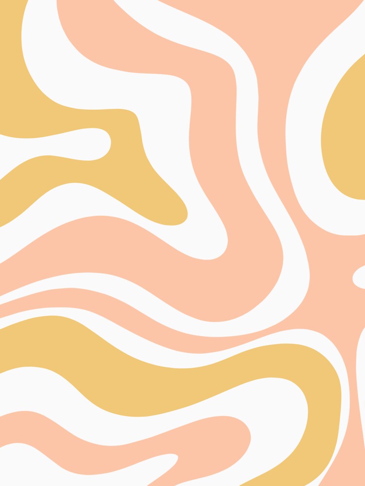 Modern Retro Liquid Swirl Abstract Pattern Pale Blush Pink and Yellow by kierkegaard