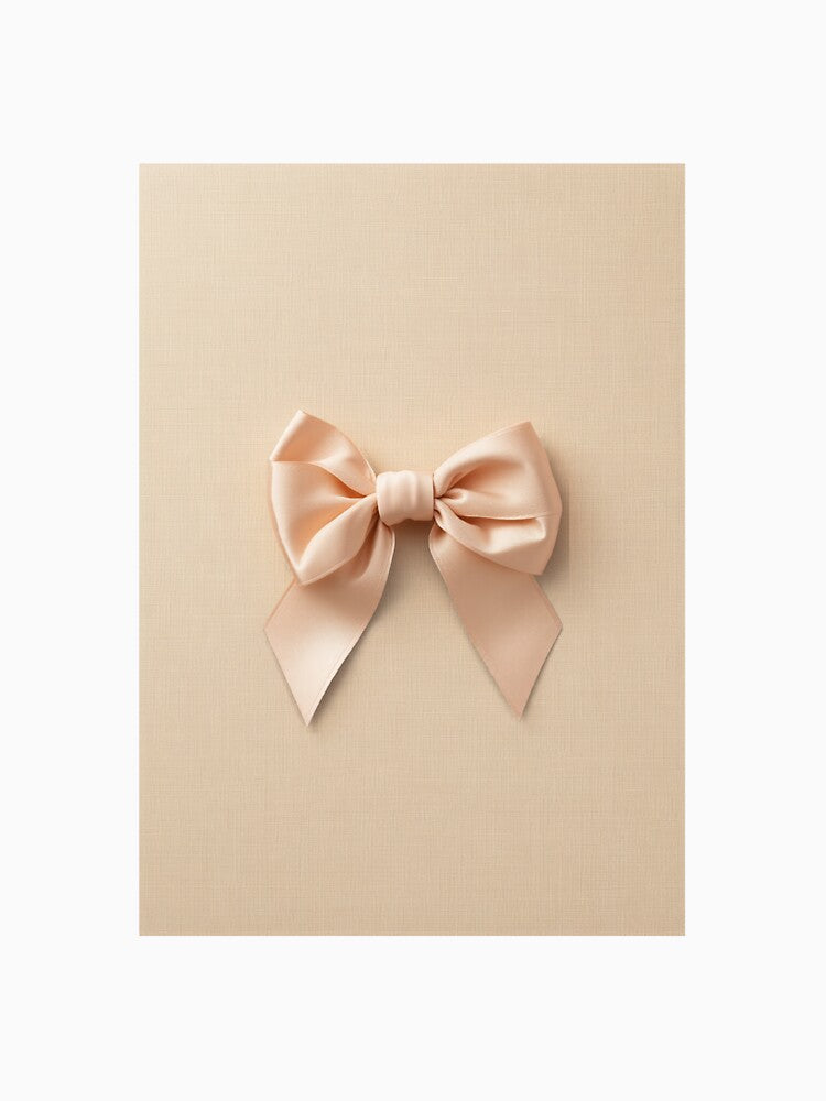Blush Satin Bow - Minimalist Rose Beige Bow by SatinPosterCo