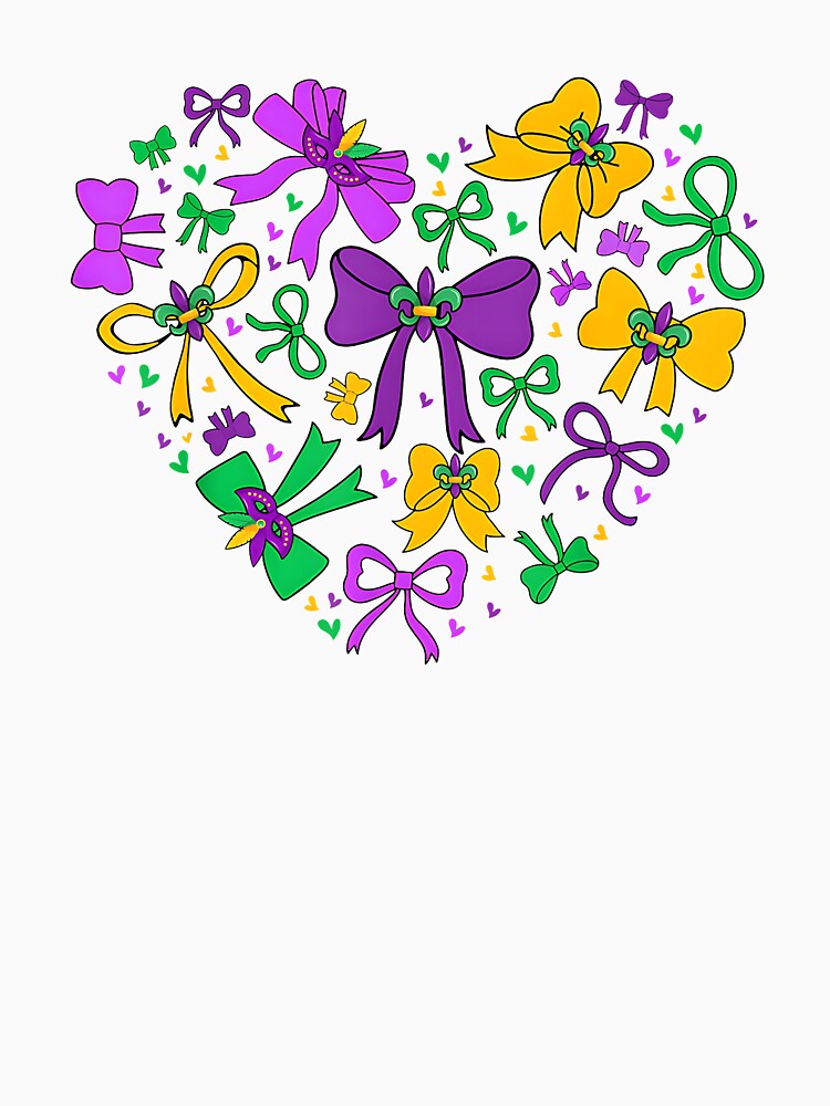 mardi gras coquette bow Heart women Girly by Boutkimaewab