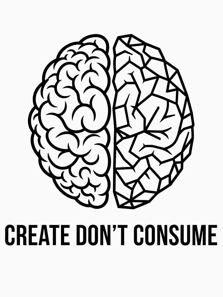 Create, Don’t Consume – Minimal Creative Brain Design by Nyrlexi Design