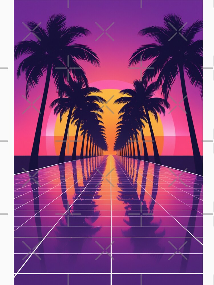 Synthwave Sunset Boulevard - Retro Outrun Palm Trees by PrimeGens