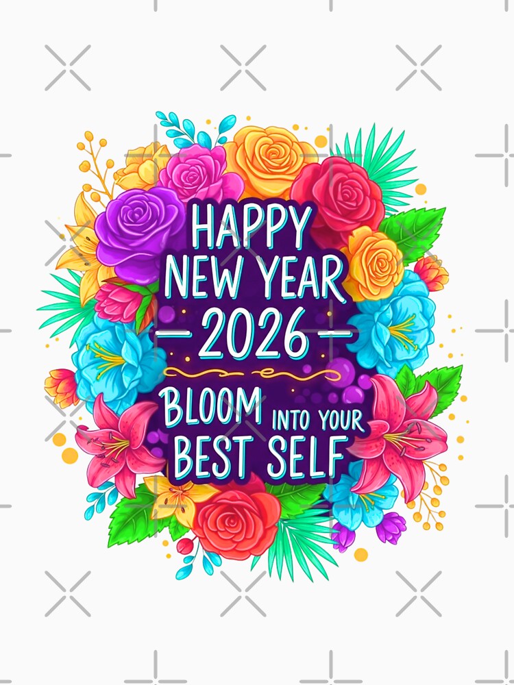 Happy New Year 2026 Bloom Into Your Best Self Floral Art by lojadpop