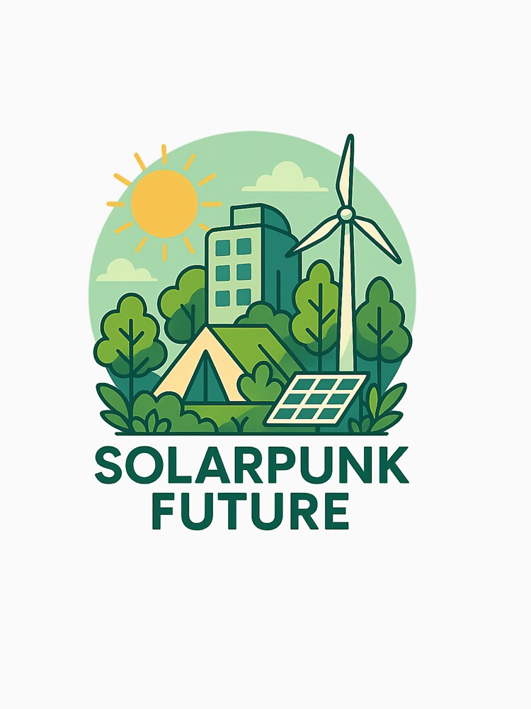 Solarpunk Future – Optimistic Eco Utopia Design with Green Energy by DJCApparel