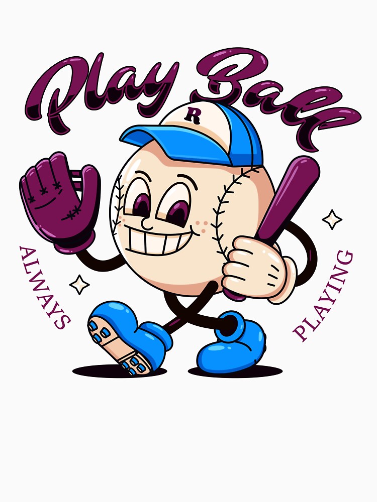 Play Ball, a cartoon illustration of a baseball mascot by Kevyn Adha