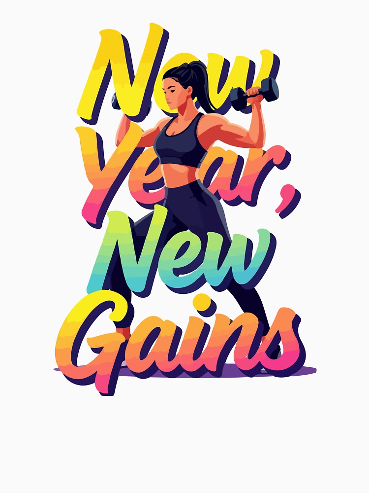 New Year New Gains - Female Fitness Motivation Workout 2026 Women Weightlifting by Design-Pro-21