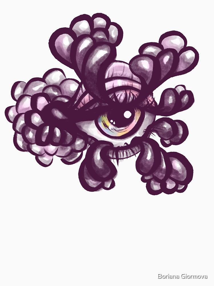 Bubbly Eye - Weirdcore Art in Purple and Pink by Boriana Giormova