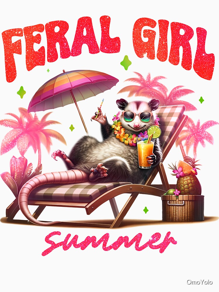 Feral Girl Summer with Opossum by OmoYolo