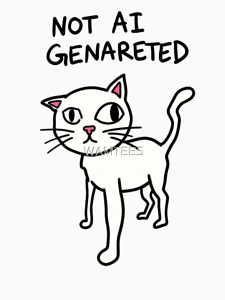 Not AI Generated Funny Cat Artist Satire by WAMTEES