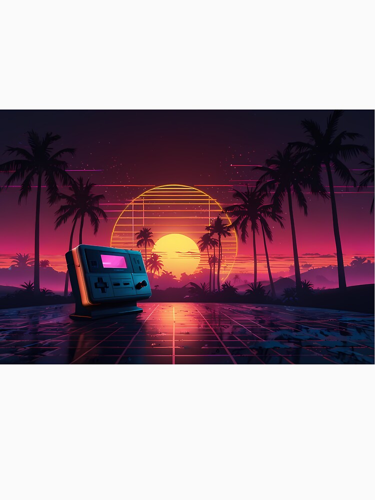Vaporwave Neon Sunset Retro Gaming Console 80s Synthwave Aesthetic by FluffyPeels