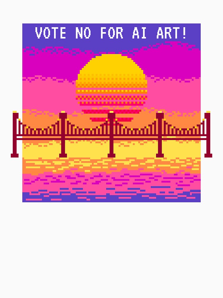 No To AI Art 8 Bit Vaporwave Vote by GSquaredDesigns