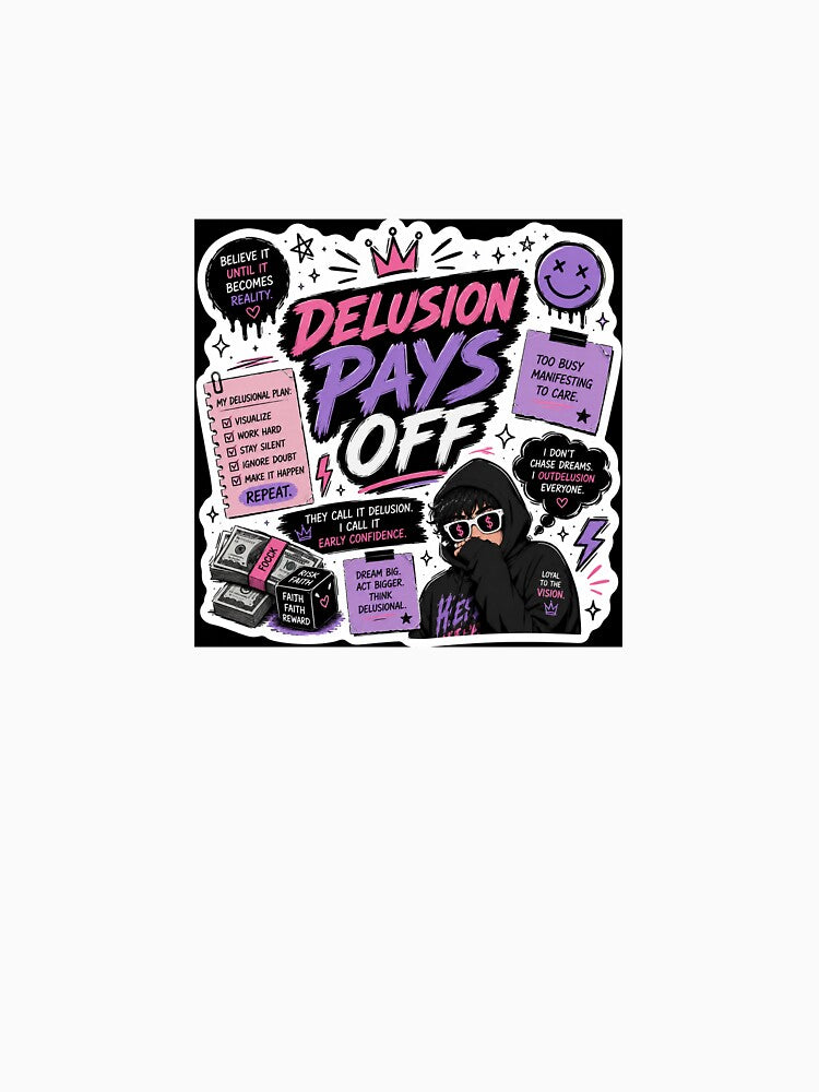 Delusion Pays Off | Manifest It Until It Happens Sticker by Ananyamalik12